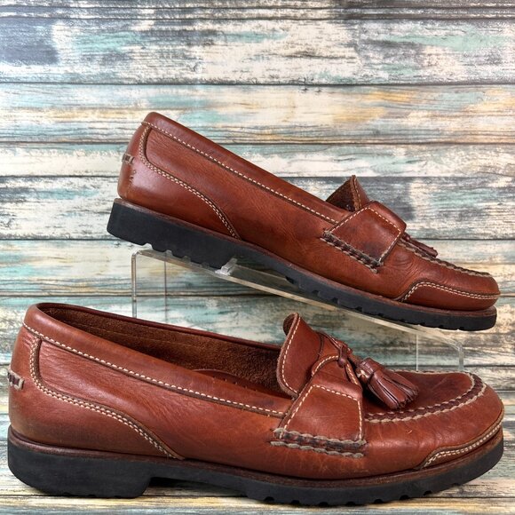 Harold Powell Other - Harold Powell Tassel Penny Loafer Mens 10.5M Brown Leather Moc Toe Vibram Shoes